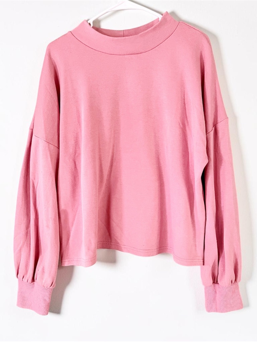 Cozy Blush Pink Slouchy Balloon Sleeve Sweatshirt